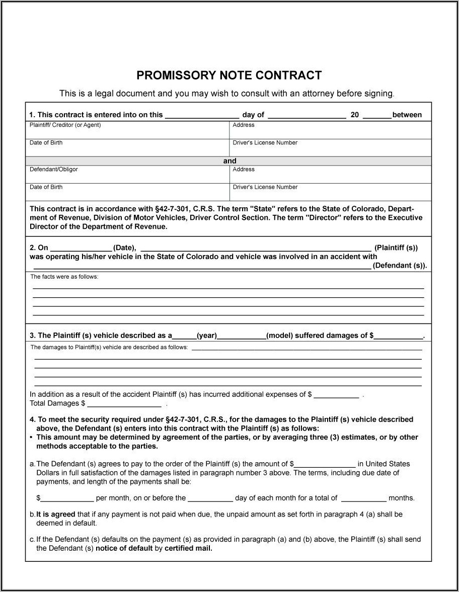 Car Vehicle Promissory Note Template