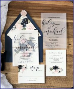 Cheap Navy And Blush Wedding Invitations