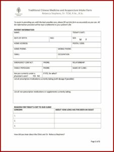 Chiropractic Acupuncture Consent Form