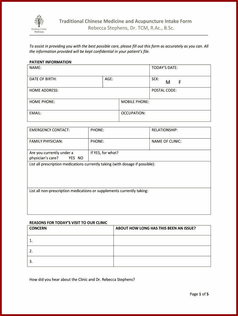 Chiropractic Acupuncture Consent Form
