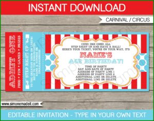 Circus Ticket Invitation Template