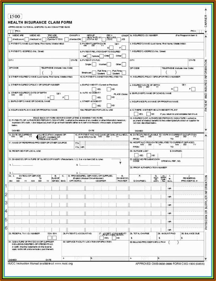Cms 1500 Fillable Form Free