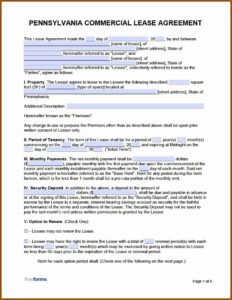 Commercial Lease Agreement Pdf Pennsylvania