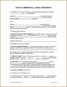 Commercial Lease Agreement Pdf Texas