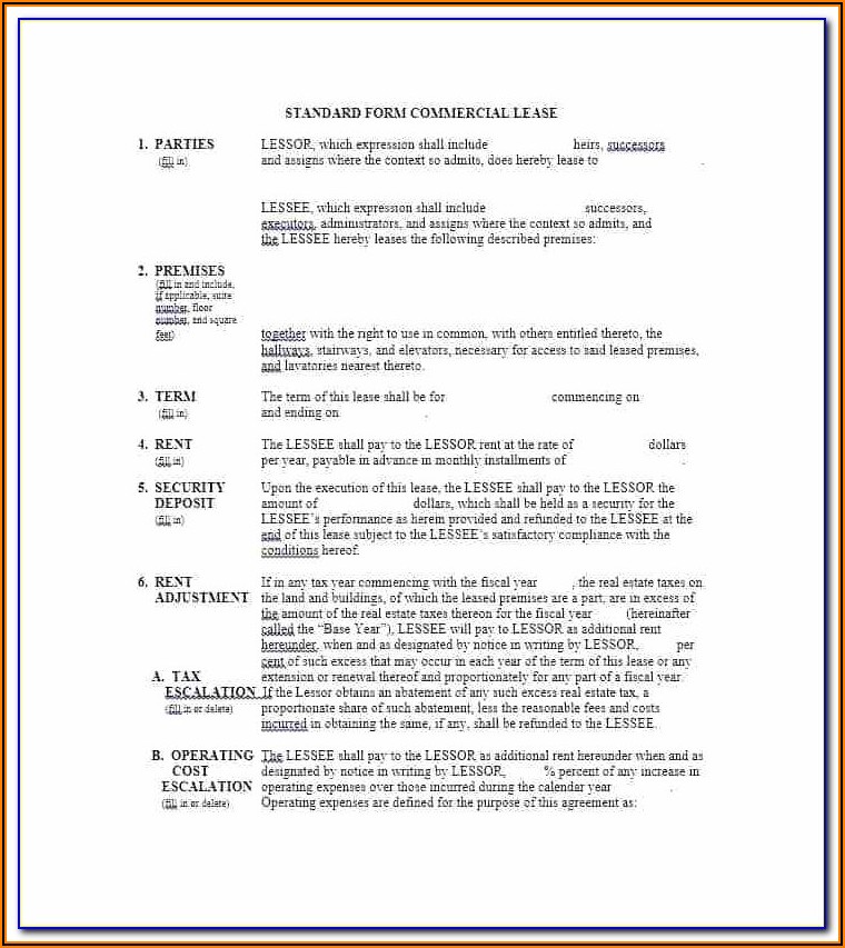 Commercial Lease Agreement Pdf Uk