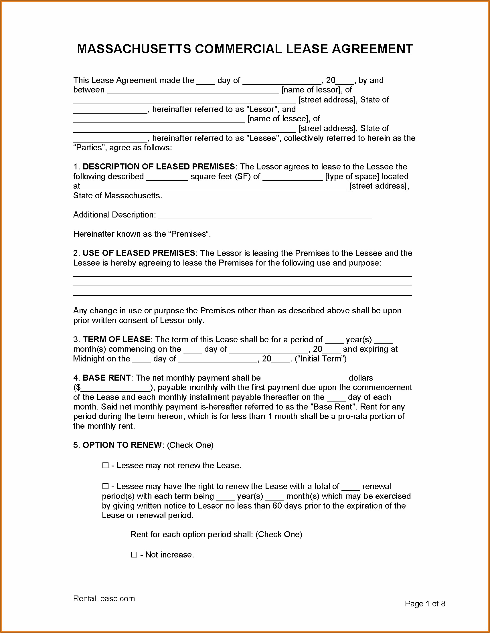 Commercial Lease Agreement Pdf