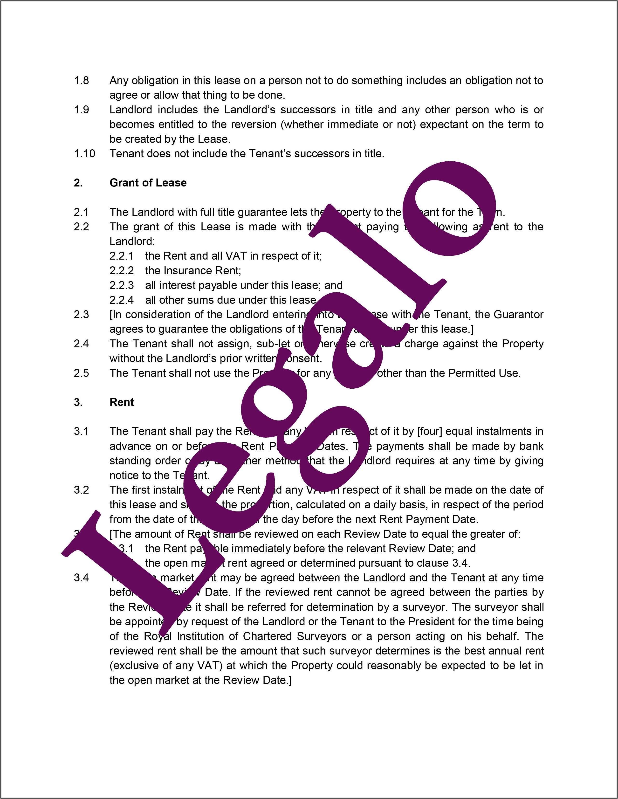 Commercial Lease Agreement Template Uk