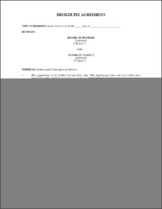 Commercial Loan Broker Fee Agreement Template