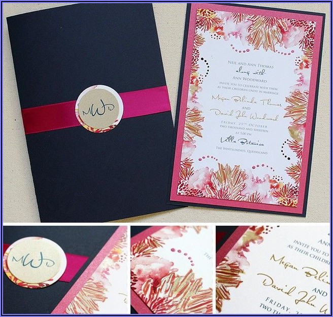 Coral And Navy Wedding Invitations