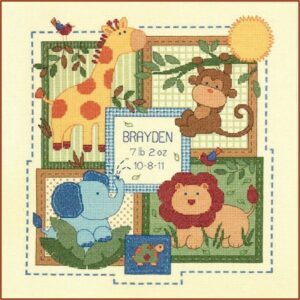 Counted Cross Stitch Birth Record For Twins