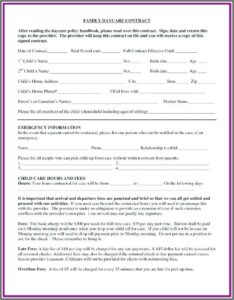 Daycare Registration Form Sample
