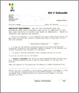 Daycare Registration Form Template Word