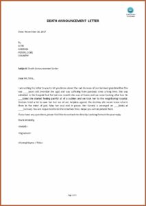 Death Announcement Email Format