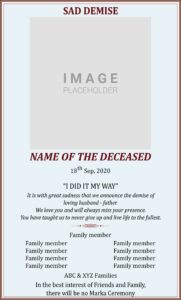 Death Announcement Newspaper Obituary Template