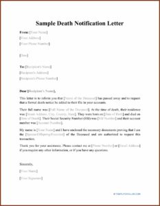 Death Announcement Notice Sample