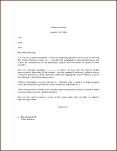 Disciplinary Letter Template For Absence