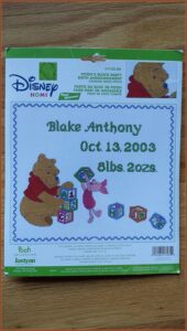 Disney Counted Cross Stitch Birth Announcement