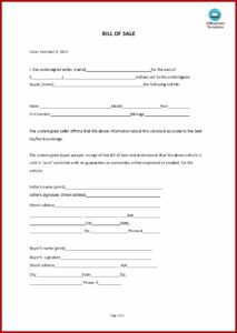 Downloadable General Bill Of Sale Template Word