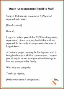Employee Death Announcement Template