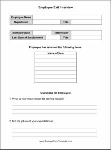 Employee Exit Interview Form Pdf