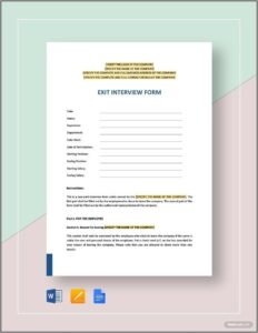 Employee Exit Interview Form Template
