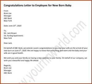 Employee New Baby Announcement Email Sample