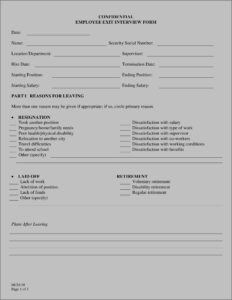 Employee Resignation Exit Interview Form