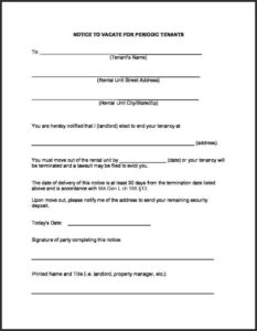 Eviction Notice Form Massachusetts