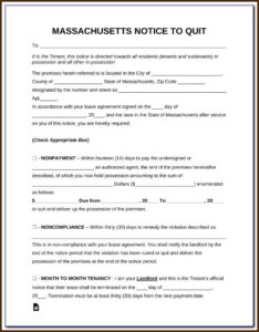 Eviction Notice Template Massachusetts