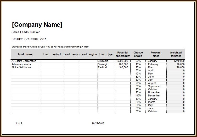 Excel Templates For Sales Leads