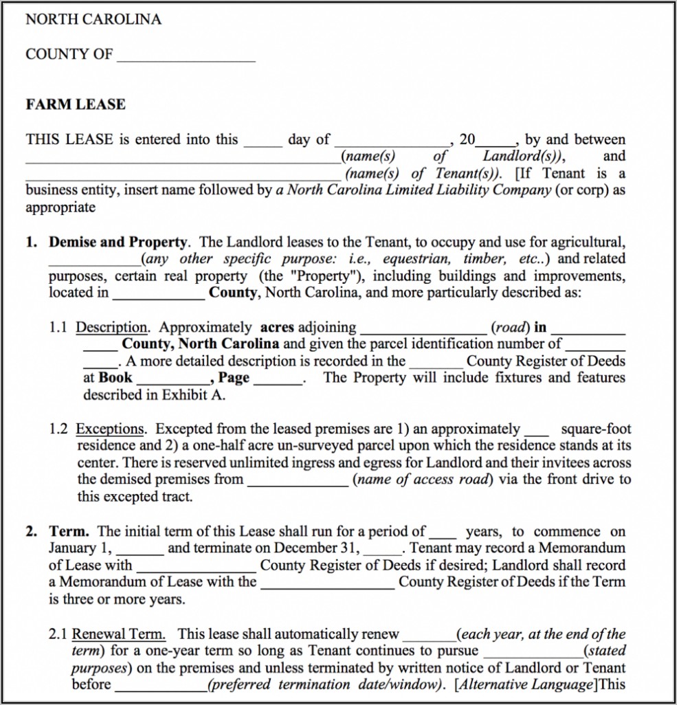 Farm Land Rent Contract Template