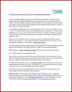 Federal Government Form 2290