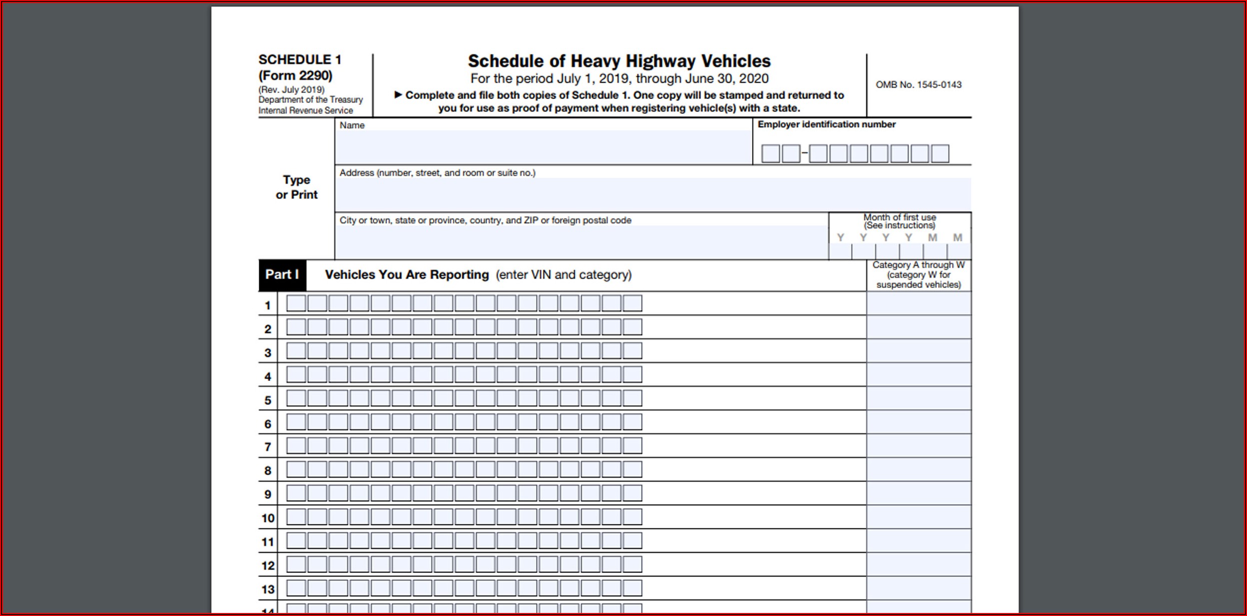 Federal Road Tax Form 2290