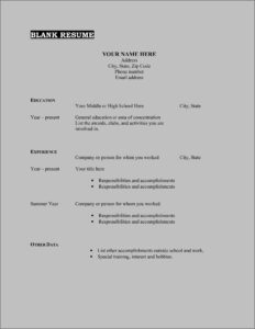 Fill In Blank Downloadable Blank Resume Template
