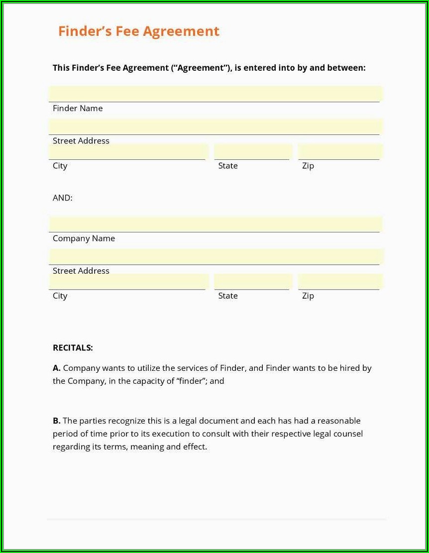 Finder's Fee Agreement Template Free