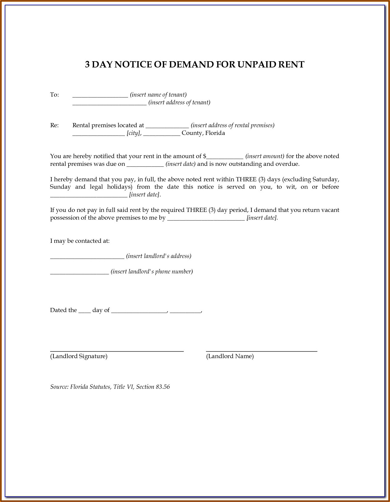 Florida Landlord Tenant Law Forms
