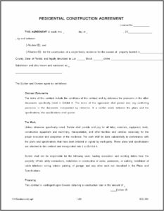 Florida Residential Construction Contract Template