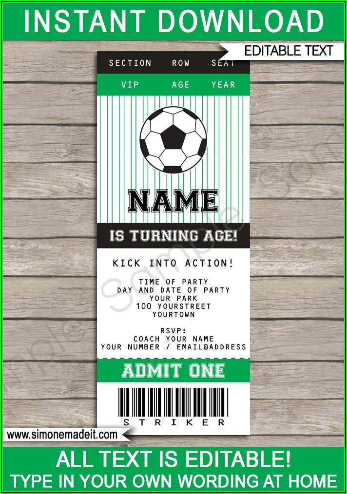 Football Ticket Invitation Template Free Download