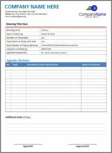 Free Agenda Template For Meetings Word
