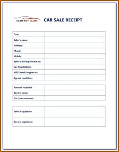 Free Auto Sales Receipt Template