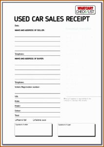 Free Car Sales Receipt Template Uk