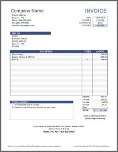 Free Commercial Invoice Template Excel