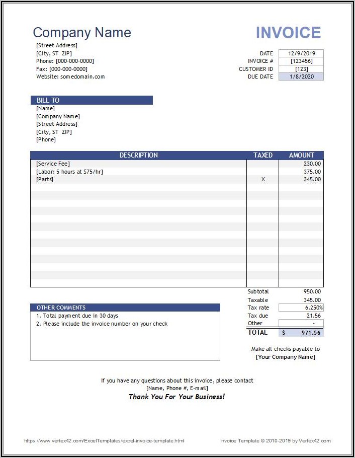 Free Commercial Invoice Template Excel