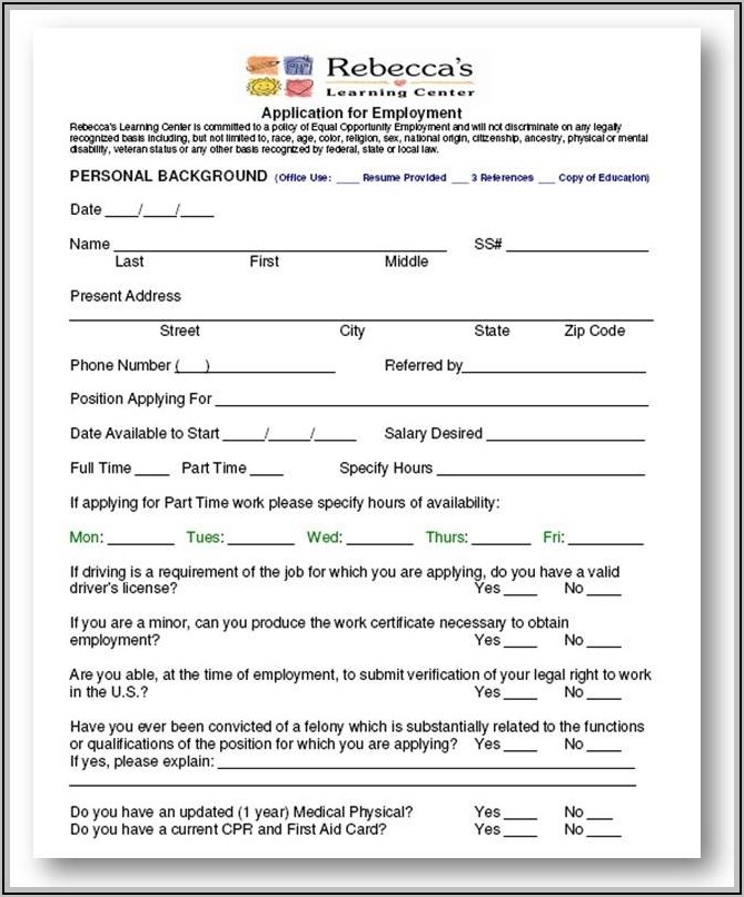 Free Daycare Registration Form Template