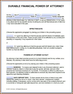 Free Downloadable Durable Power Of Attorney Form