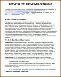 Free Employee Confidentiality Agreement Template Australia