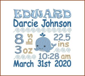 Free Machine Embroidery Birth Announcement Designs