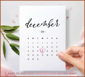 Free Printable Pregnancy Announcement Calendar 2019