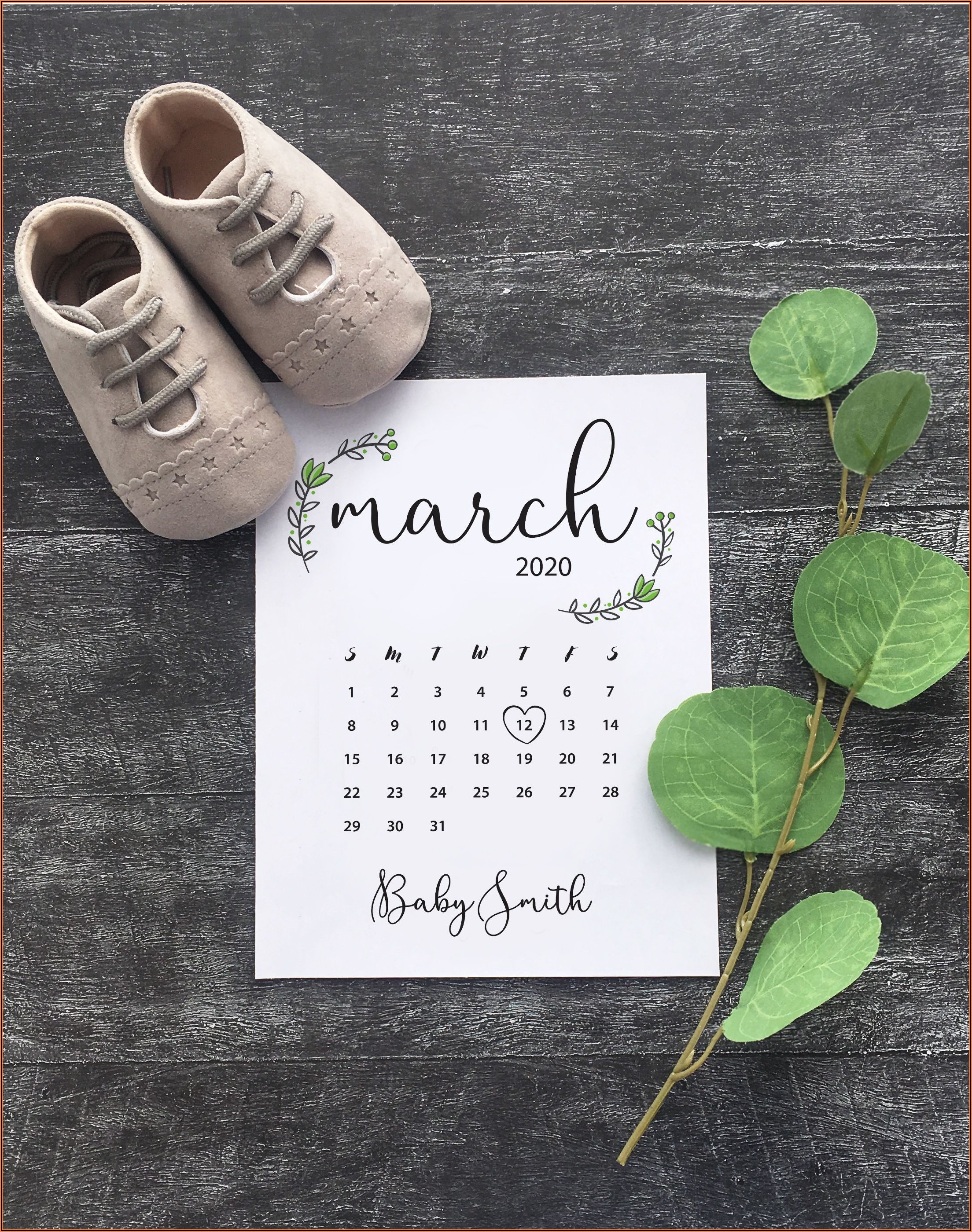 Free Printable Pregnancy Announcement Calendar May 2020