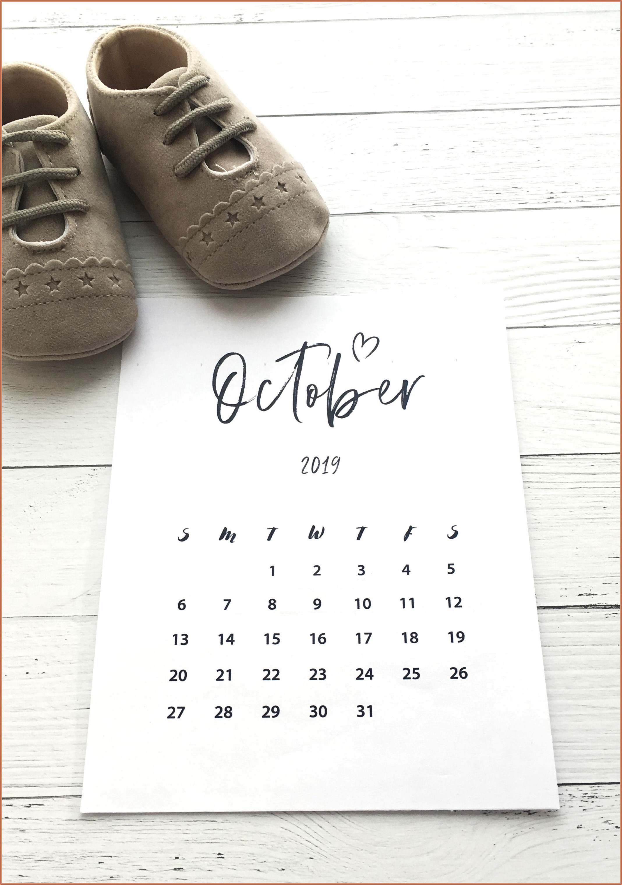 Free Printable Pregnancy Announcement Calendar October 2020